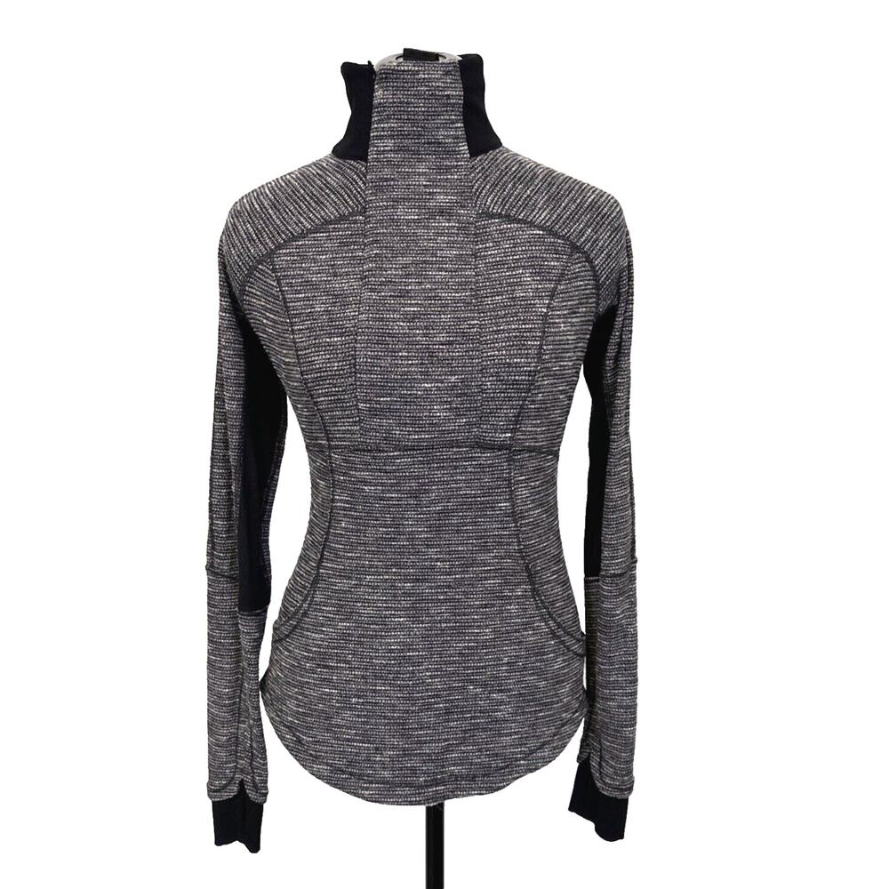 Lululemon Base Runner‎ Half 1/2 Zip Pullover Vented Coco Pique Black Sz 6 W3C39S
